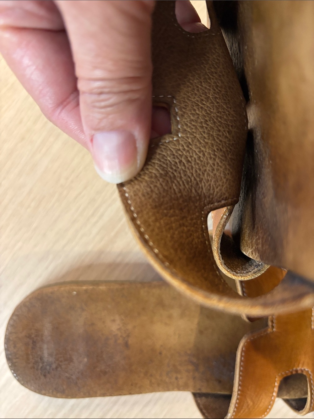 Brown Leather H Shape Slide Sandals - Classic Open-Toe - Picture 6 of 6